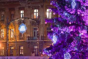 Image showing Purple Christmas tree in Zagreb