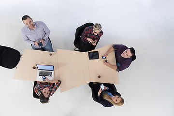 Image showing aerial view of business people group on meeting