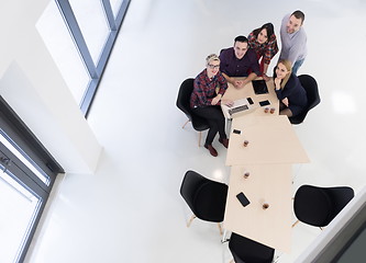 Image showing aerial view of business people group on meeting