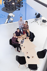 Image showing aerial view of business people group on meeting