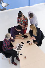 Image showing aerial view of business people group on meeting