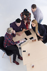 Image showing aerial view of business people group on meeting