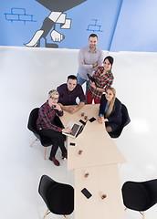 Image showing aerial view of business people group on meeting