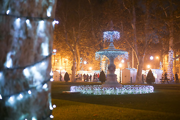 Image showing Illuminated fountain in Zrinjevac park