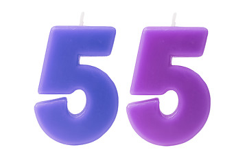 Image showing 55th birthday candles isolated 