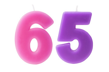 Image showing 65th birthday candles isolated 