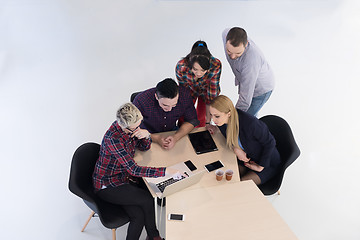 Image showing aerial view of business people group on meeting