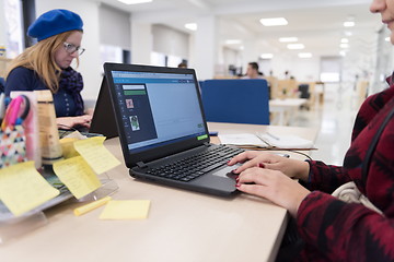 Image showing startup business, woman  working on laptop