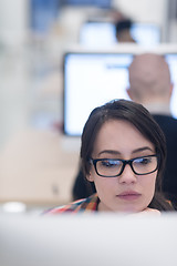 Image showing startup business, woman  working on desktop computer