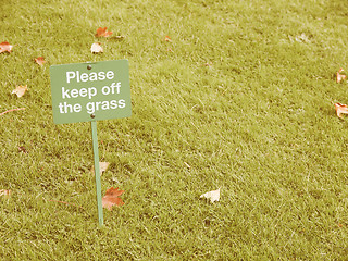 Image showing  Keep off the grass sign vintage