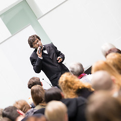 Image showing Speaker Talking at Business Conference.