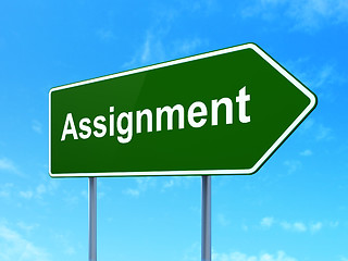 Image showing Law concept: Assignment on road sign background