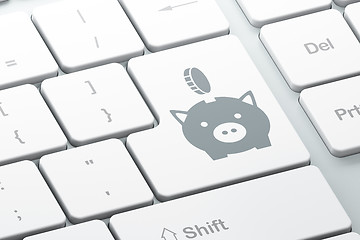 Image showing Currency concept: Money Box With Coin on computer keyboard background