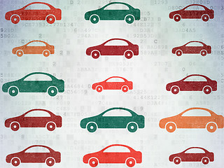 Image showing Vacation concept: Car icons on Digital Paper background