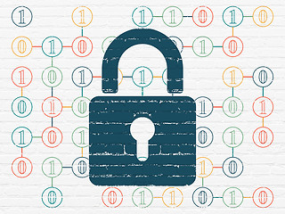 Image showing Information concept: Closed Padlock on wall background