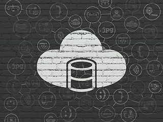 Image showing Software concept: Database With Cloud on wall background