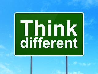 Image showing Studying concept: Think Different on road sign background