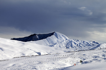 Image showing Ski resort and sky before storm