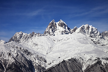 Image showing Mount Ushba in winter at sunny day
