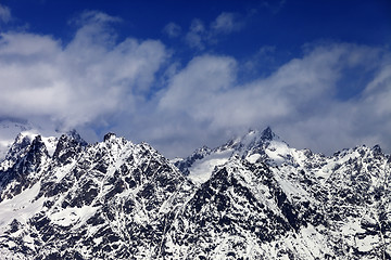 Image showing Snowy rocks at sunny day