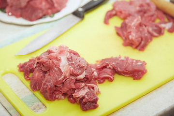 Image showing Raw meat sliced