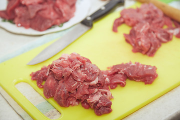 Image showing Raw meat sliced