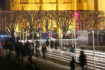 Image showing People at skating rink in Zagreb