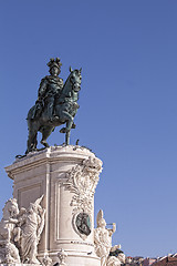 Image showing Statue of King Jose I on the Commerce Square - Praca do Comercio