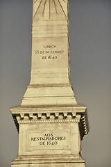 Image showing Details of the Monument to the Restorers on Restauradores Square