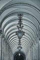 Image showing Typical metal street lamp at Lisbon (Portugal).