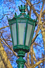 Image showing Typical metal street lamp at Lisbon (Portugal).