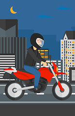 Image showing Man riding motorcycle.