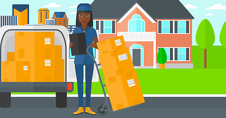 Image showing Woman delivering boxes.