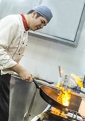 Image showing Chef Cooking Pasta