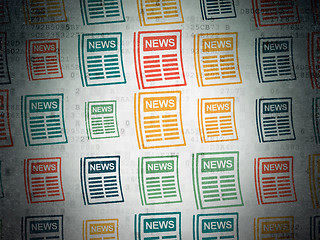 Image showing News concept: Newspaper icons on Digital Paper background