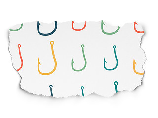 Image showing Security concept: Fishing Hook icons on Torn Paper background
