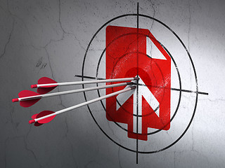 Image showing Web design concept: arrows in Upload target on wall background