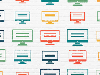 Image showing Database concept: Monitor icons on wall background
