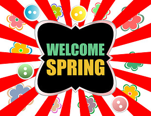 Image showing Welcome Spring Holiday Card. Welcome Spring Vector. Welcome Spring background. Spring Holiday Graphic. Welcome Spring Art. Spring Holiday Drawing