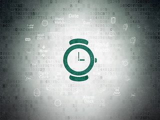 Image showing Time concept: Watch on Digital Paper background