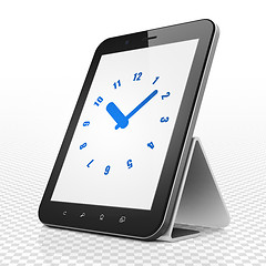 Image showing Time concept: Tablet Computer with Clock on display
