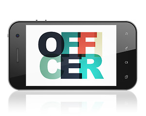 Image showing Law concept: Smartphone with Officer on  display