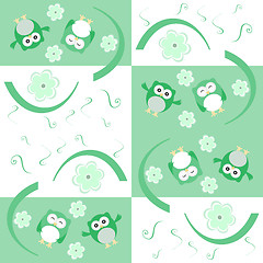 Image showing Cute seamless flower owl background pattern
