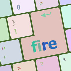 Image showing fire word on keyboard key, notebook computer button vector illustration
