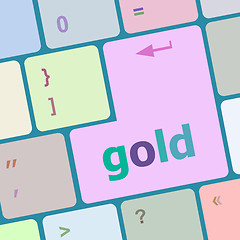 Image showing Keyboard - gold word key, closeup vector illustration