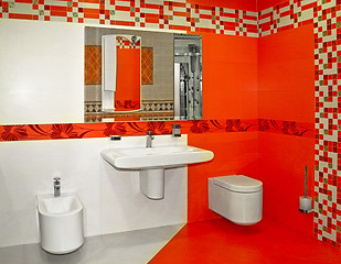 Image showing Red bathroom