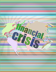 Image showing financial crisis concept - business touching screen vector illustration