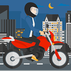 Image showing Woman riding motorcycle.