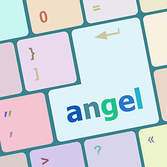 Image showing Keyboard with white Enter button, angel word on it vector illustration