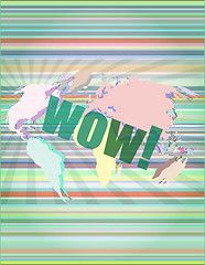 Image showing wow word on digital screen, global communication concept vector illustration